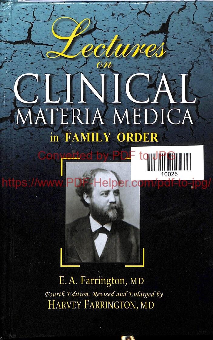 LECTURES ON CLINICAL MATERIA MEDICA IN FAMILY ORDER