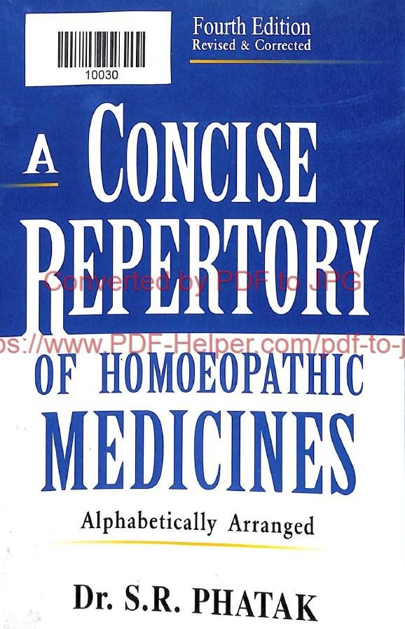 A CONCISE REPERTORY  OF HOMOEOPATHIC MEDICINES