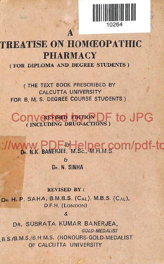 A TREATISE ON HOMOEOPATHIC PHARMACY