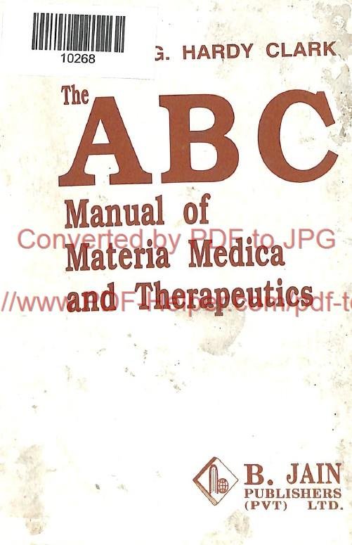 THE ABC MANUAL OF MATERIA MEDICA AND THERAPEUTICS 2 1-8