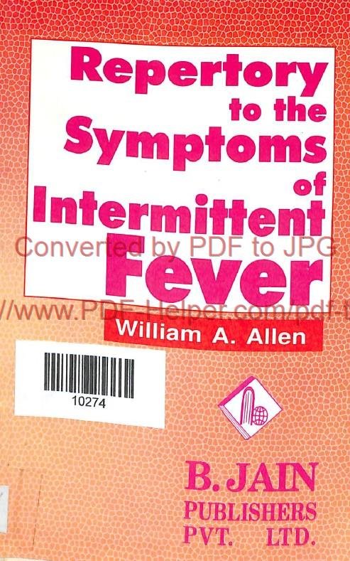 REPERTORY TO THE SYMTOMS OF INTERMITTENT FEVER