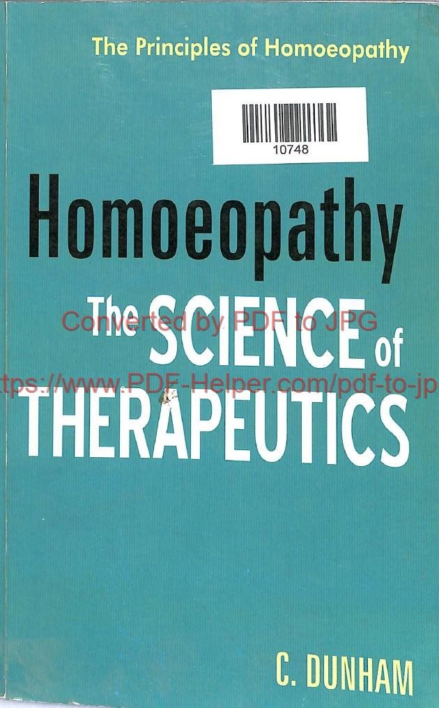 HOMOEOPATHY THE SCIENCE OF THERAPEUTICS