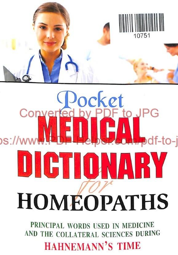 POCKET MEDICAL DICTIONARY FOR HOMOEOPATHS