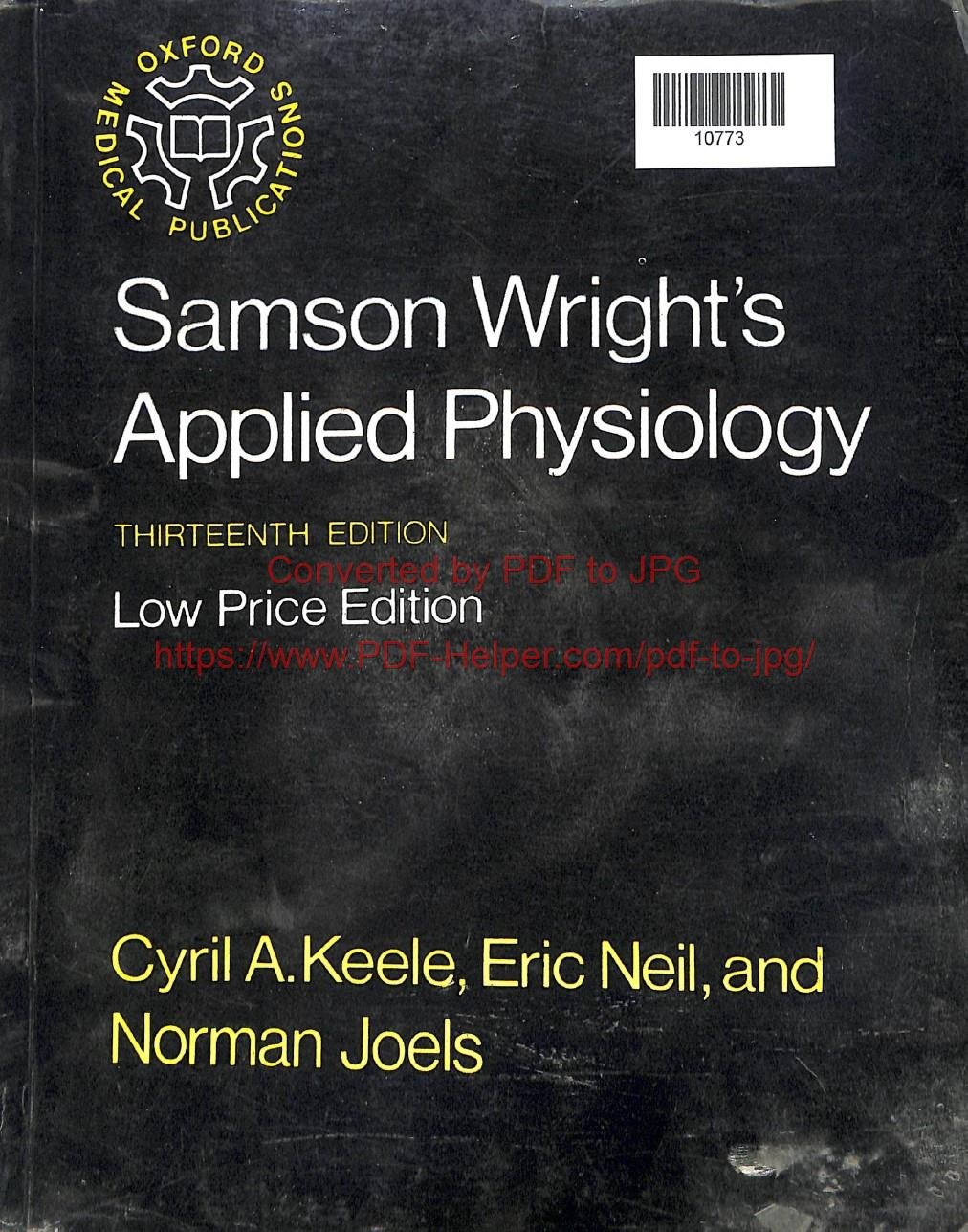 SAMSON WRIGHT,S APPLIED PHYSIOLOGY THIRTEENTH EDITION LOW PRICE EDITION