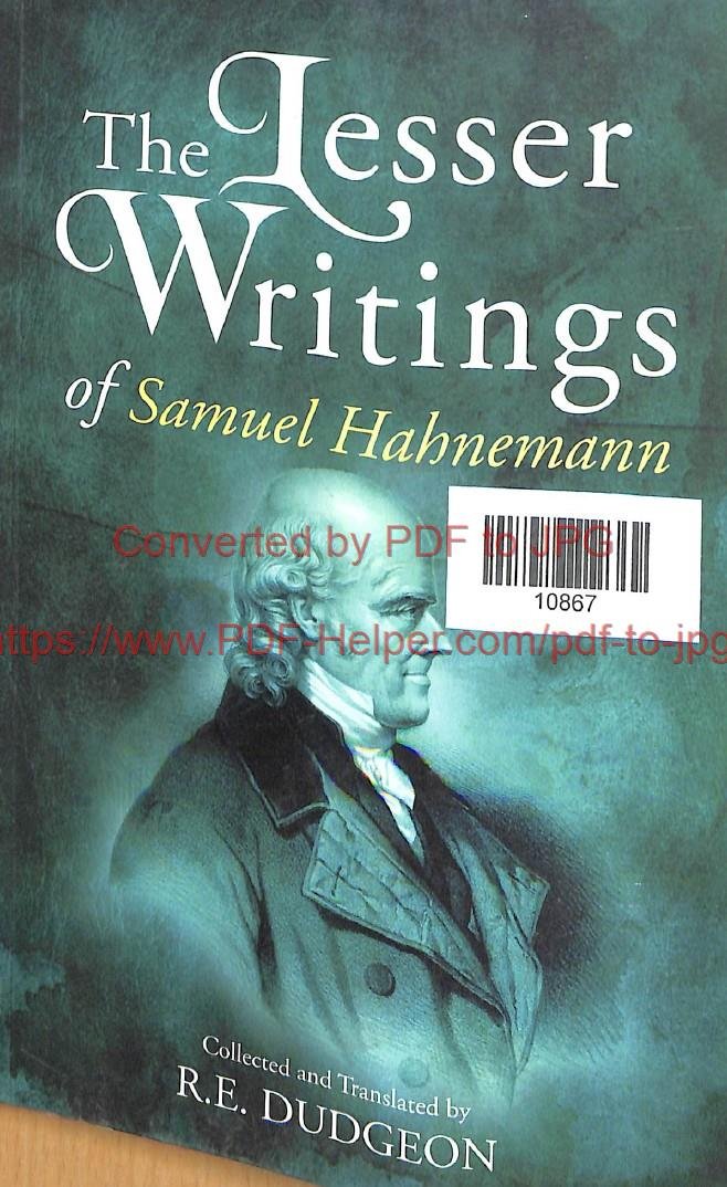 THE LESSER WRITINGS OF SAMUEL HAHNEMANN