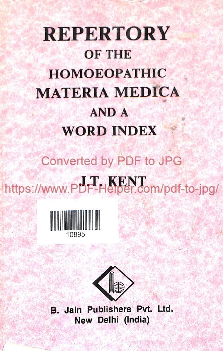 REPERTORY OF THE HOMOEOPATHIC MATERICA MEDICA WITH WORD INDEX