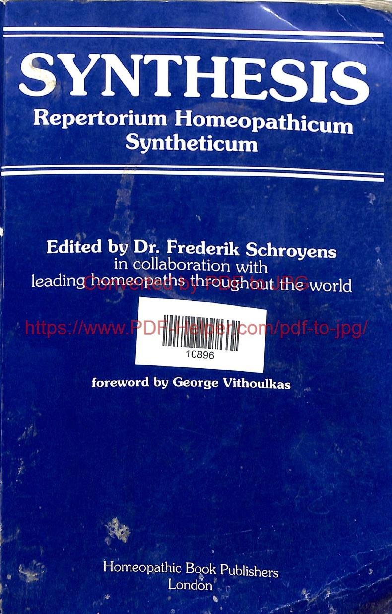 SYNTHESIS REPORTORIUM HOMOEOPATHIC SYNTHETICUM