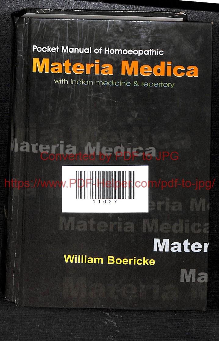 POCKET MANUAL OF HOMOEOPATHIC MATERIA MEDICA & REPERTORY NINTH EDITION